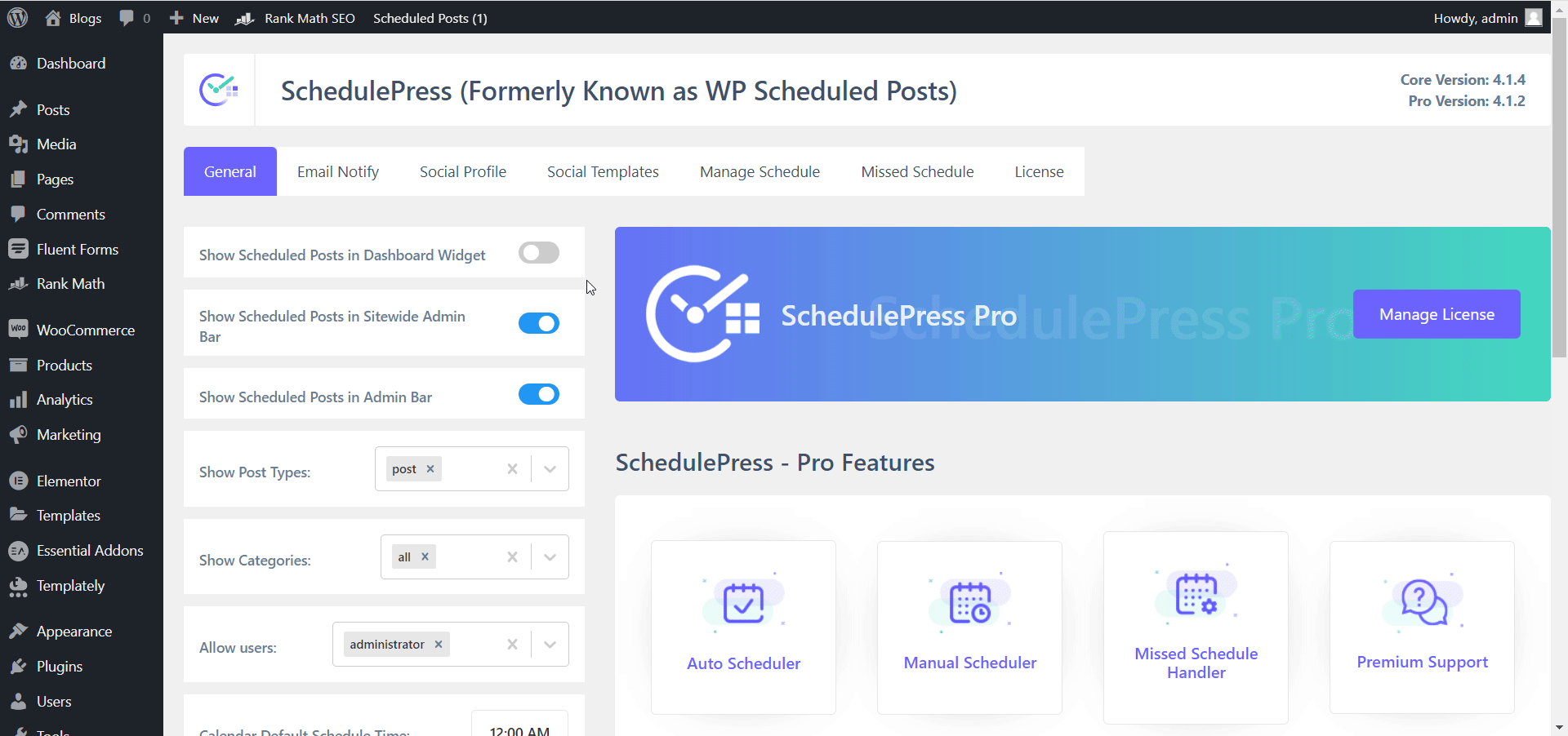 SchedulePress Display Options