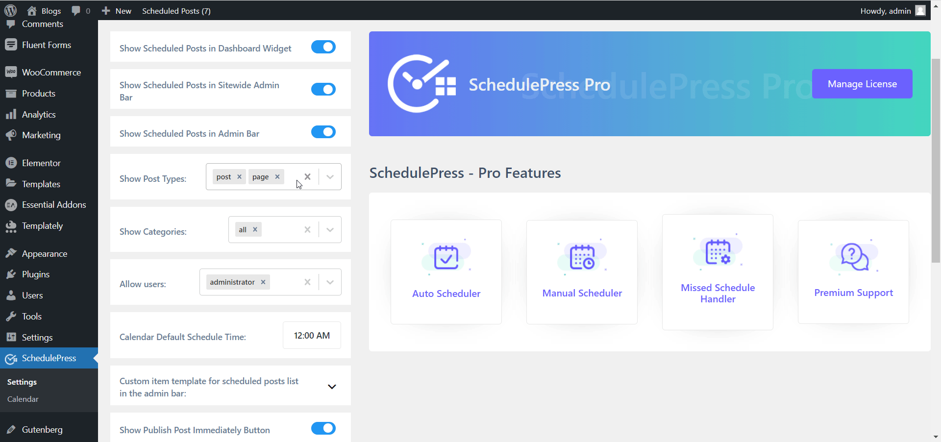 Schedule Pages And Custom Post Types