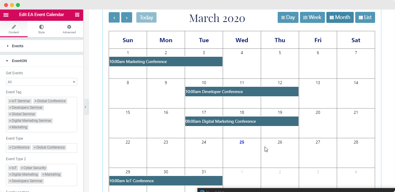 Display Google Calendar using EA Event Calendar Element