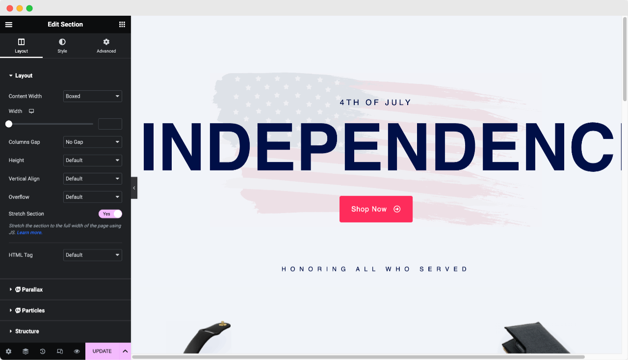 Independence Day Website Template for Elementor