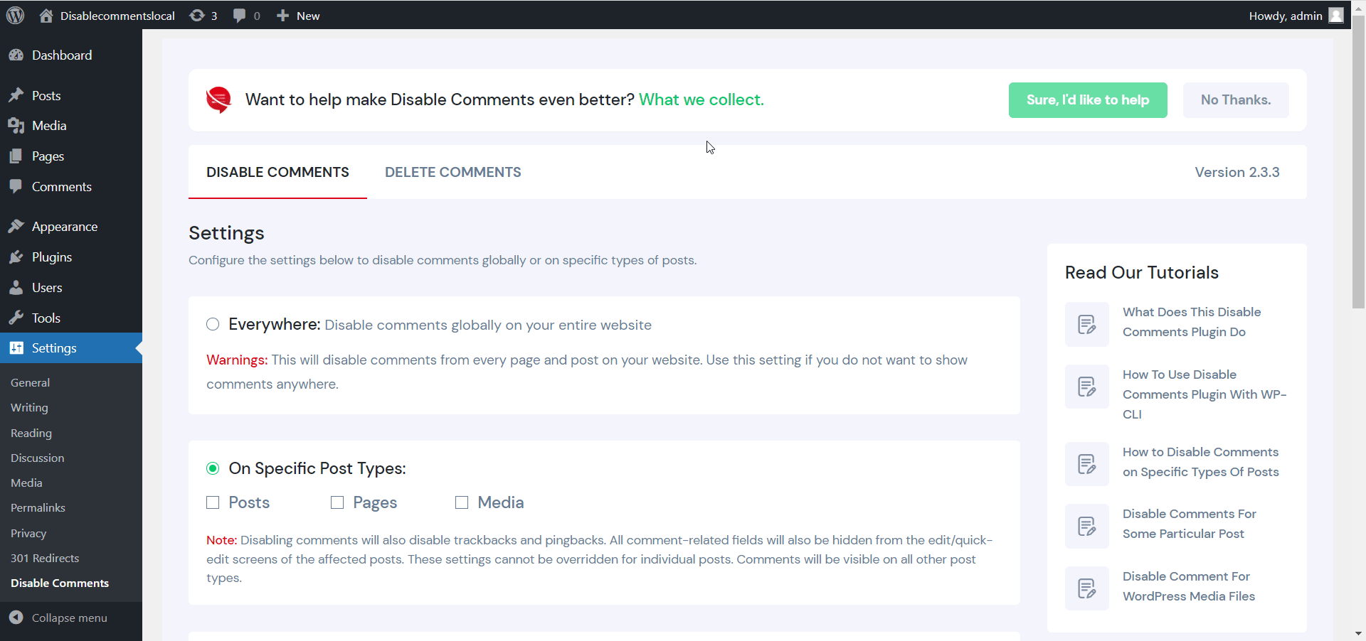 Disable Comments Plugin