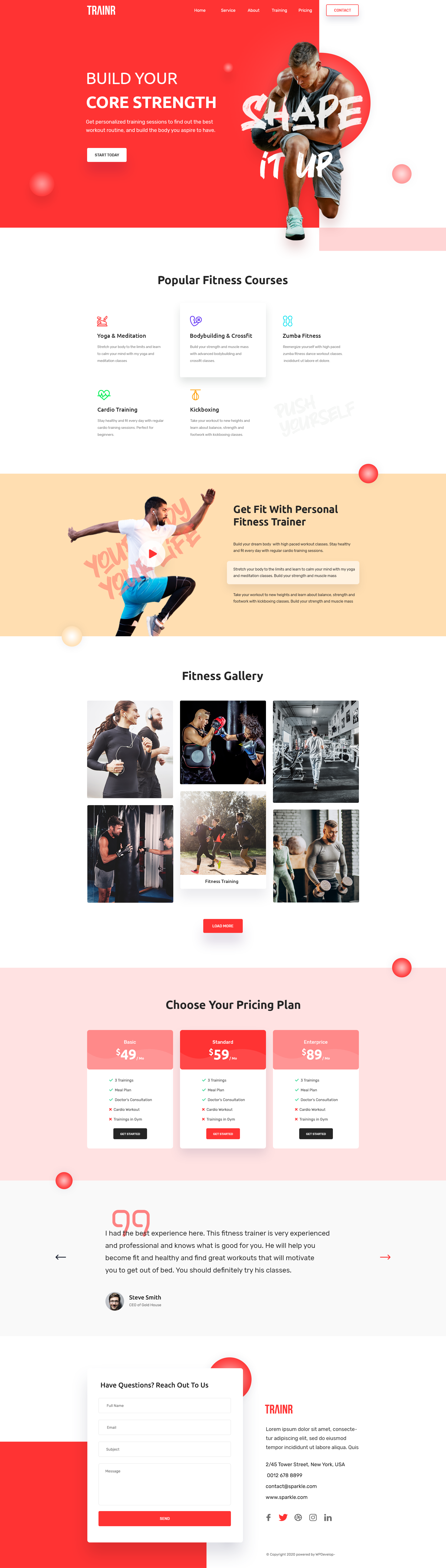 Fitness website Elementor