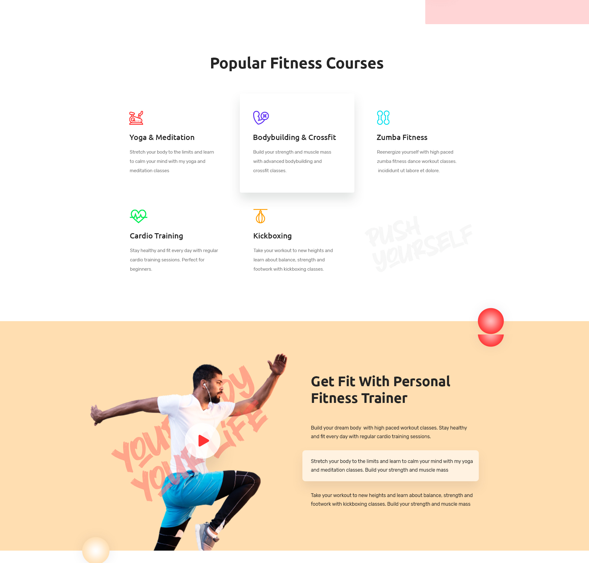 Fitness website Elementor