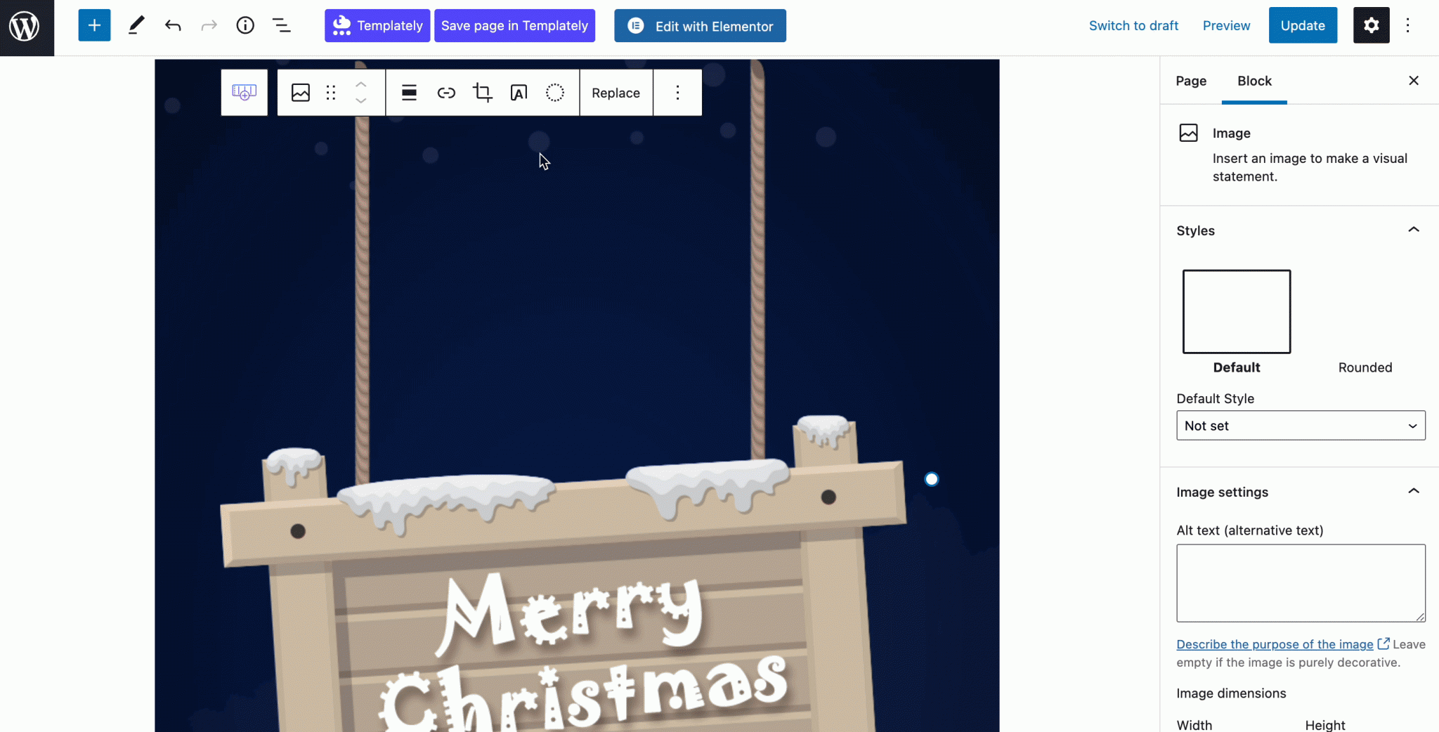 Christmas Landing Page In Gutenberg