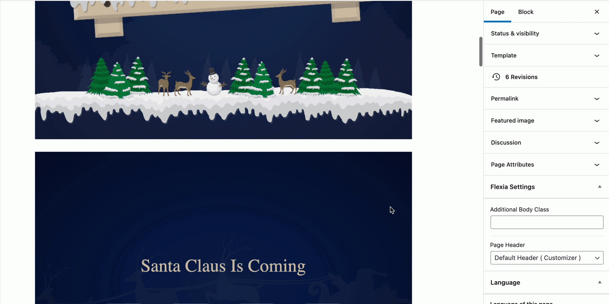 Christmas Landing Page In Gutenberg