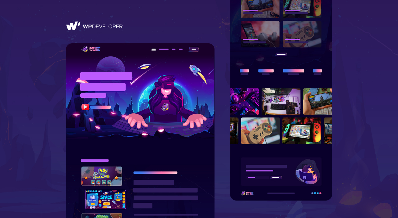 gaming website template Elementor