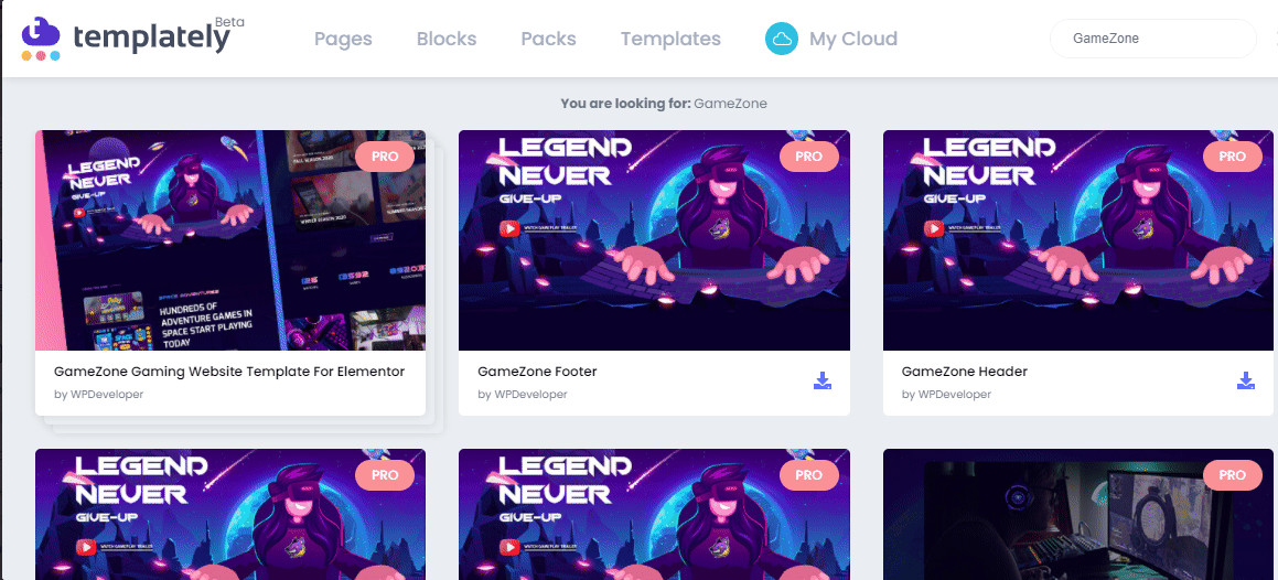 Gaming Website Template Elementor