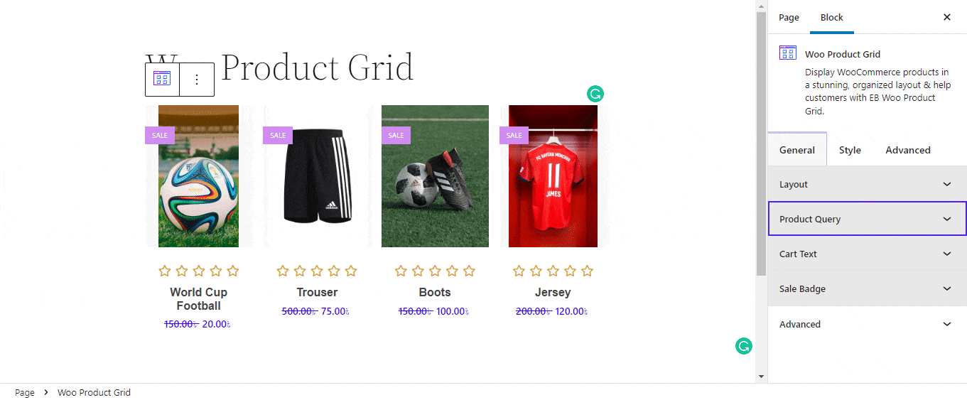 WooCommerce product grid