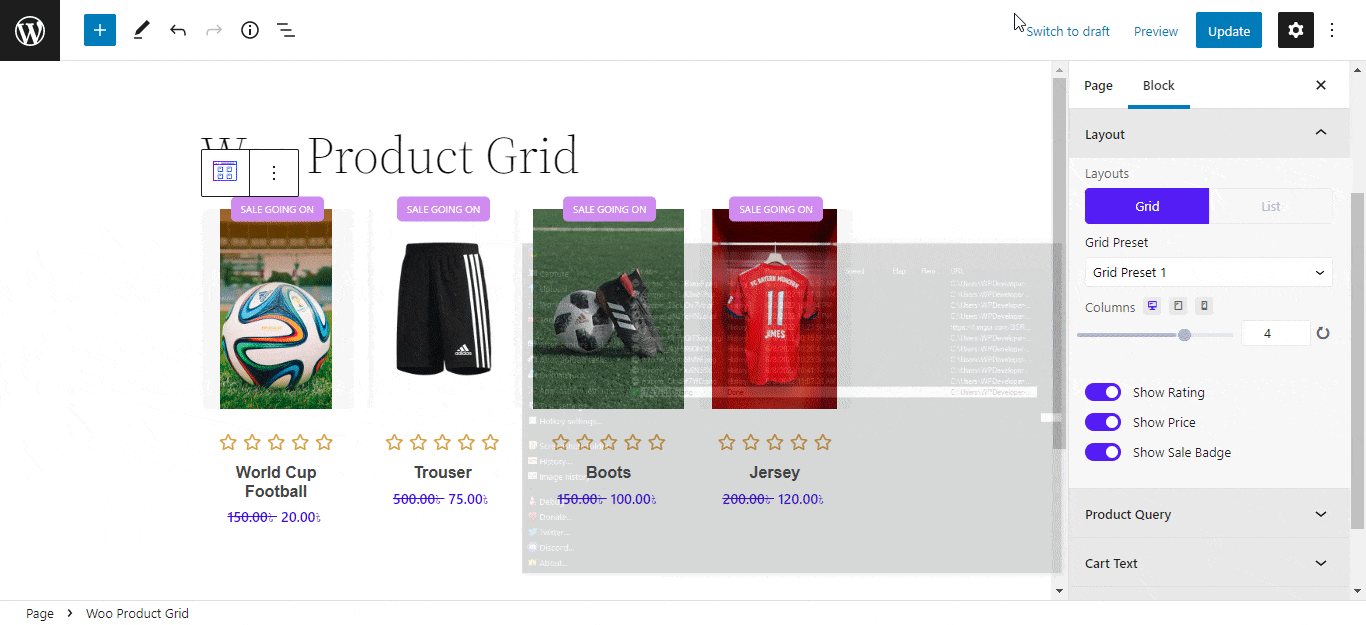 WooCommerce product grid