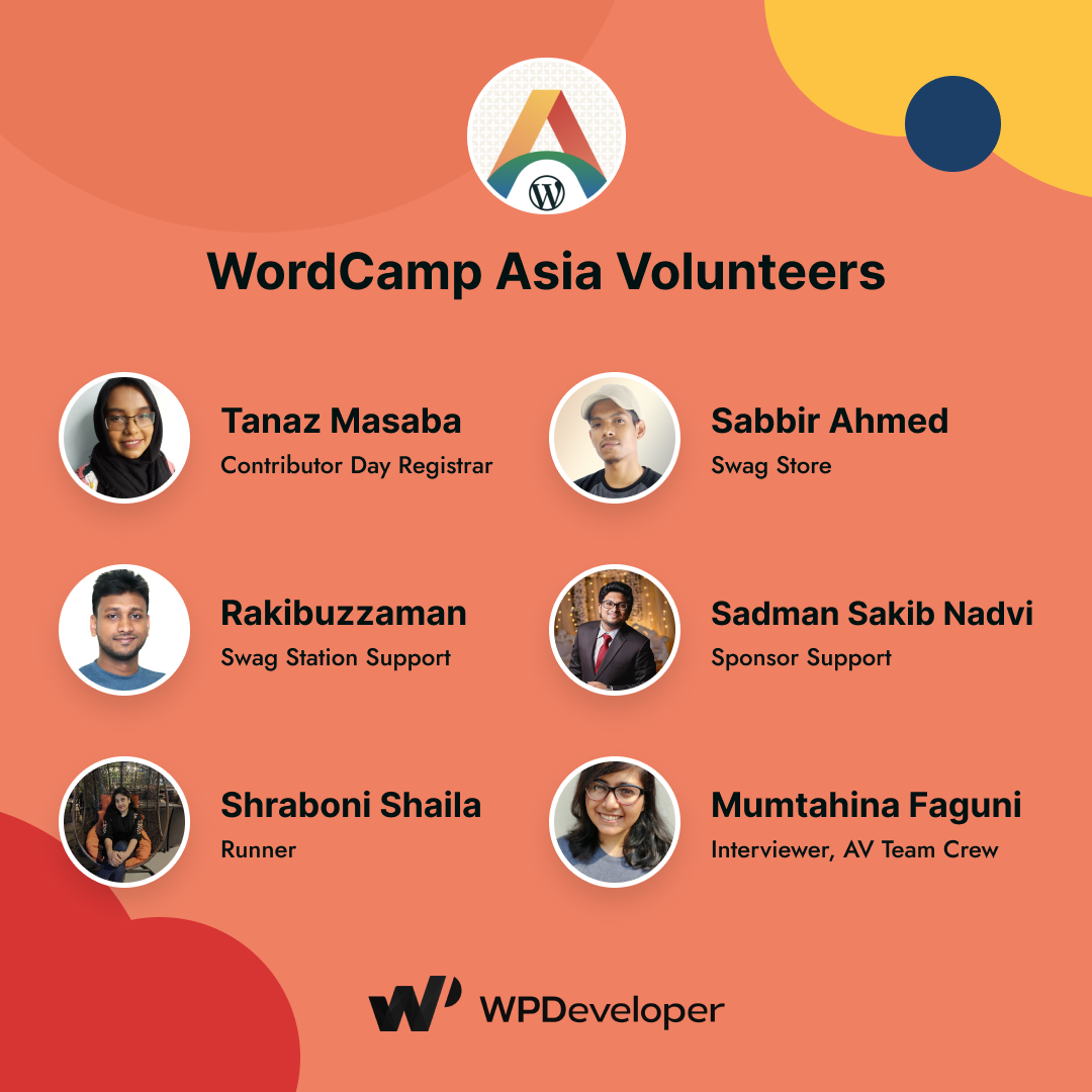 WPDeveloper Team Members Volunteer for WordCamp Asia 2023