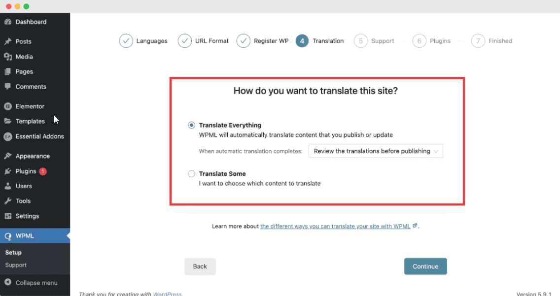 Translate WordPress sites