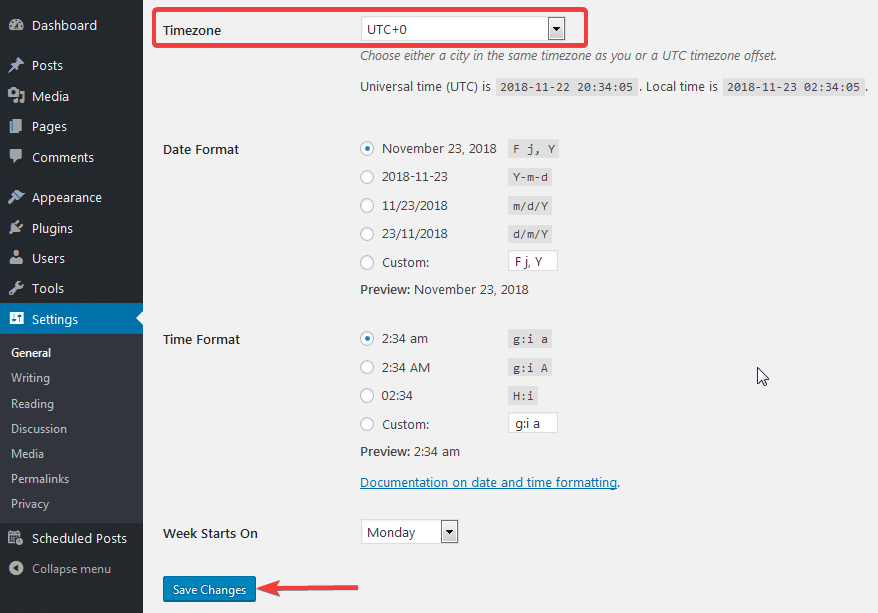    Date And Time Settings