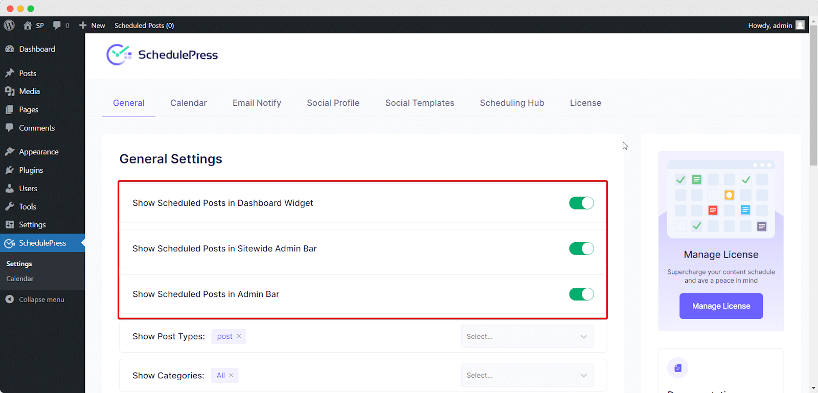 SchedulePress Display Options