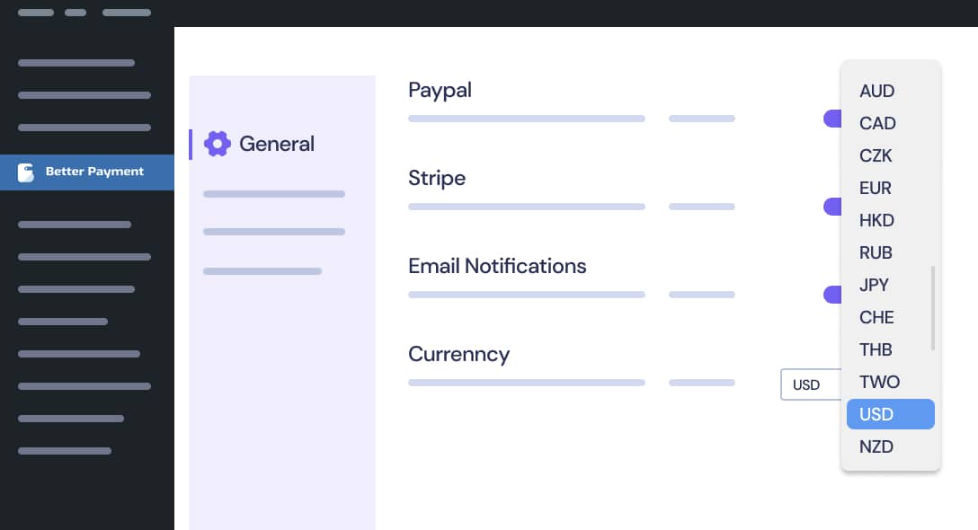 Better Payment Email Multiple Currency