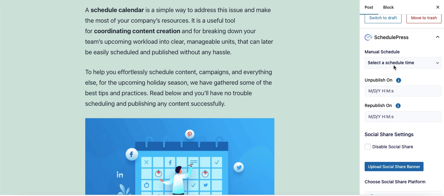 Advanced Schedule In SchedulePress 