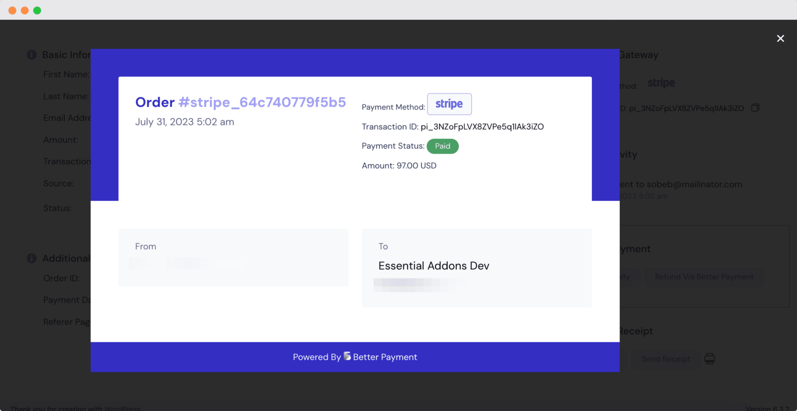 How To Get A Payment Receipt In Better Payment? - WPDeveloper