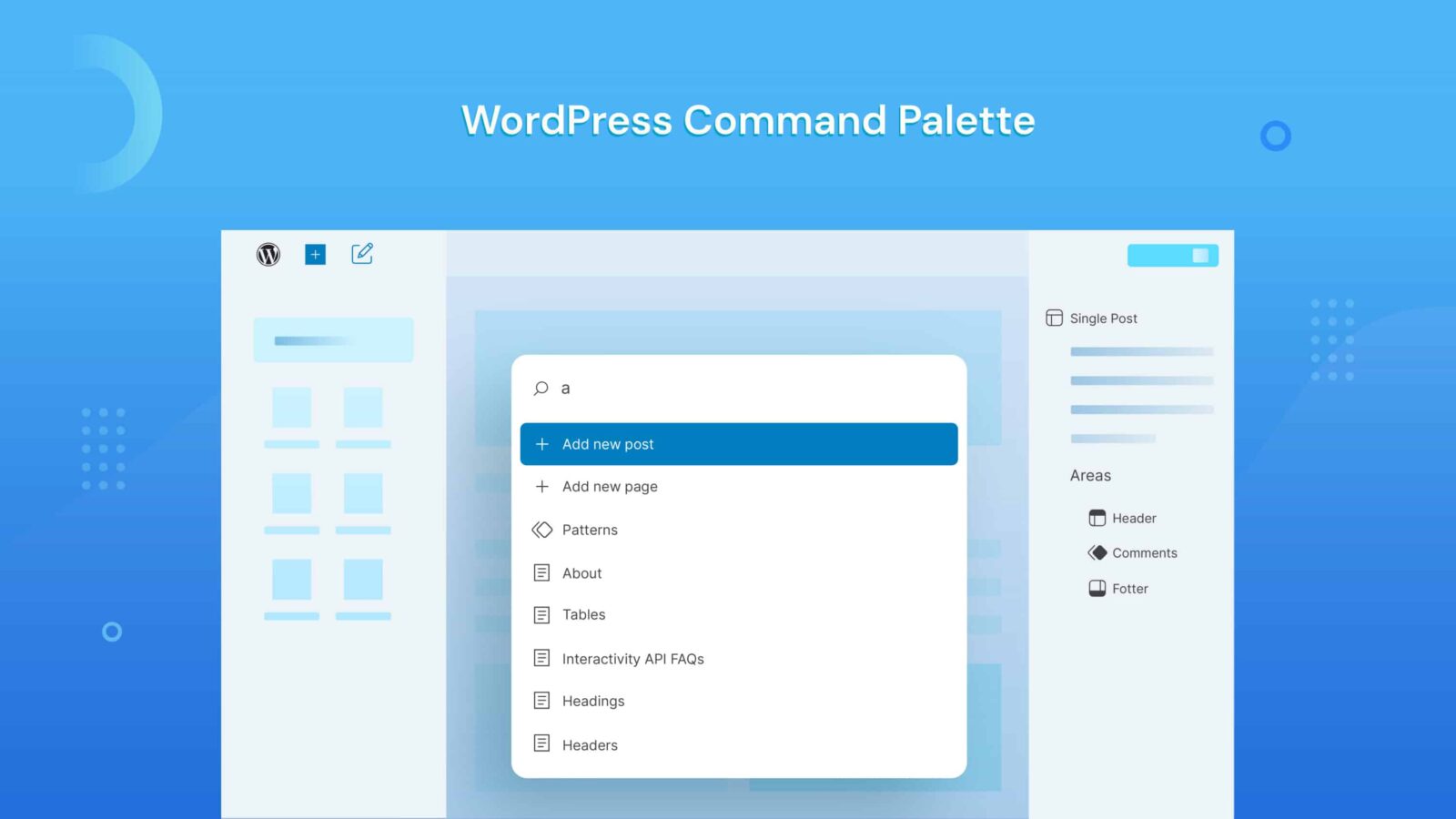 Paleta de comandos de WordPress