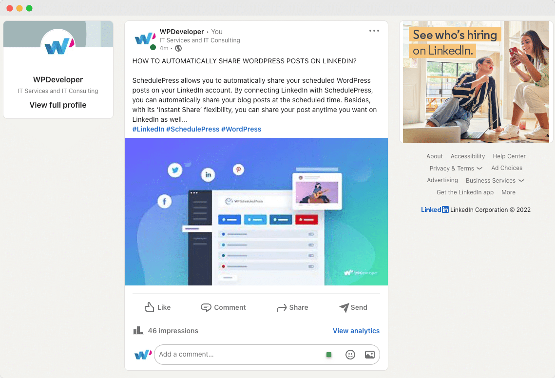 share WordPress posts on LinkedIn