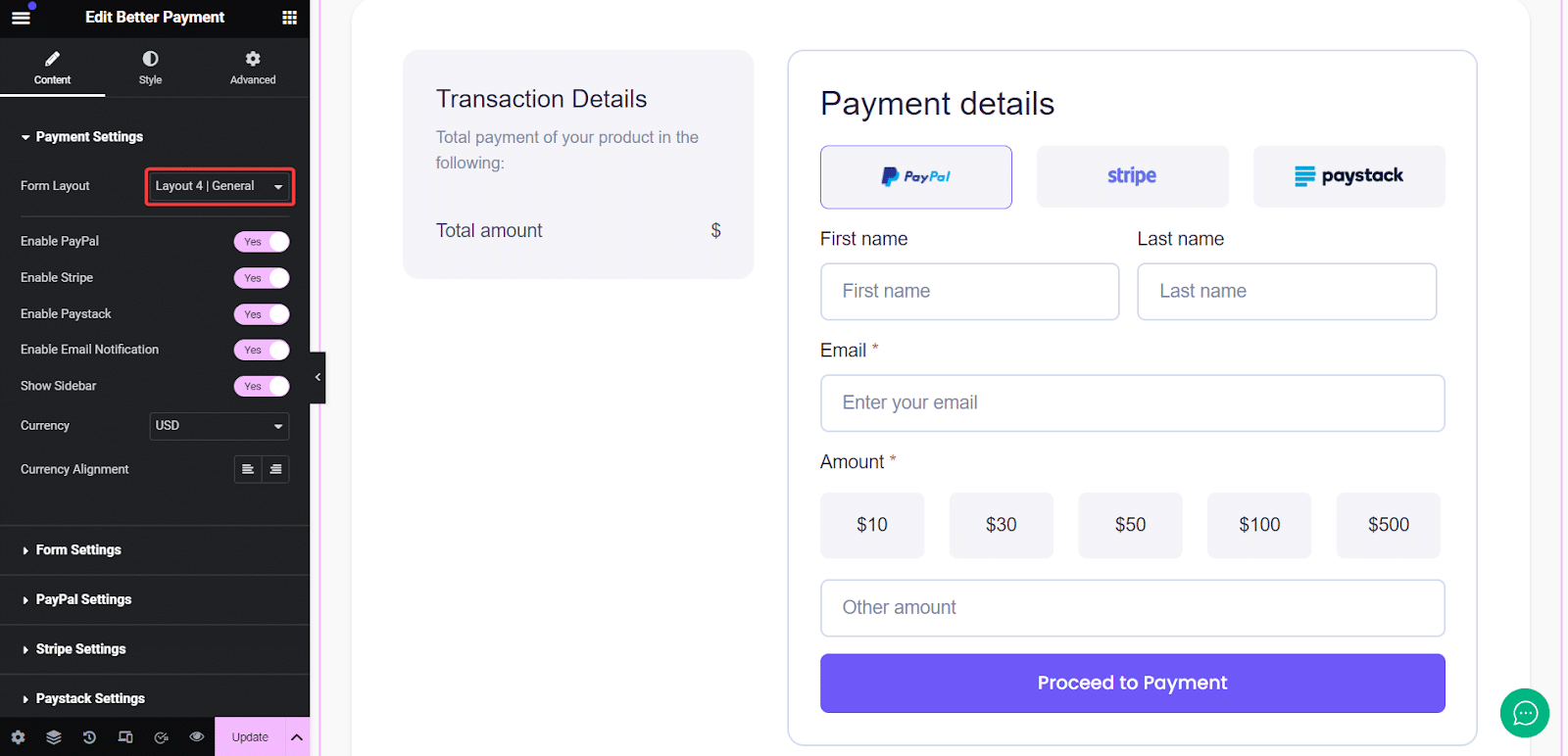 Update Form Layouts