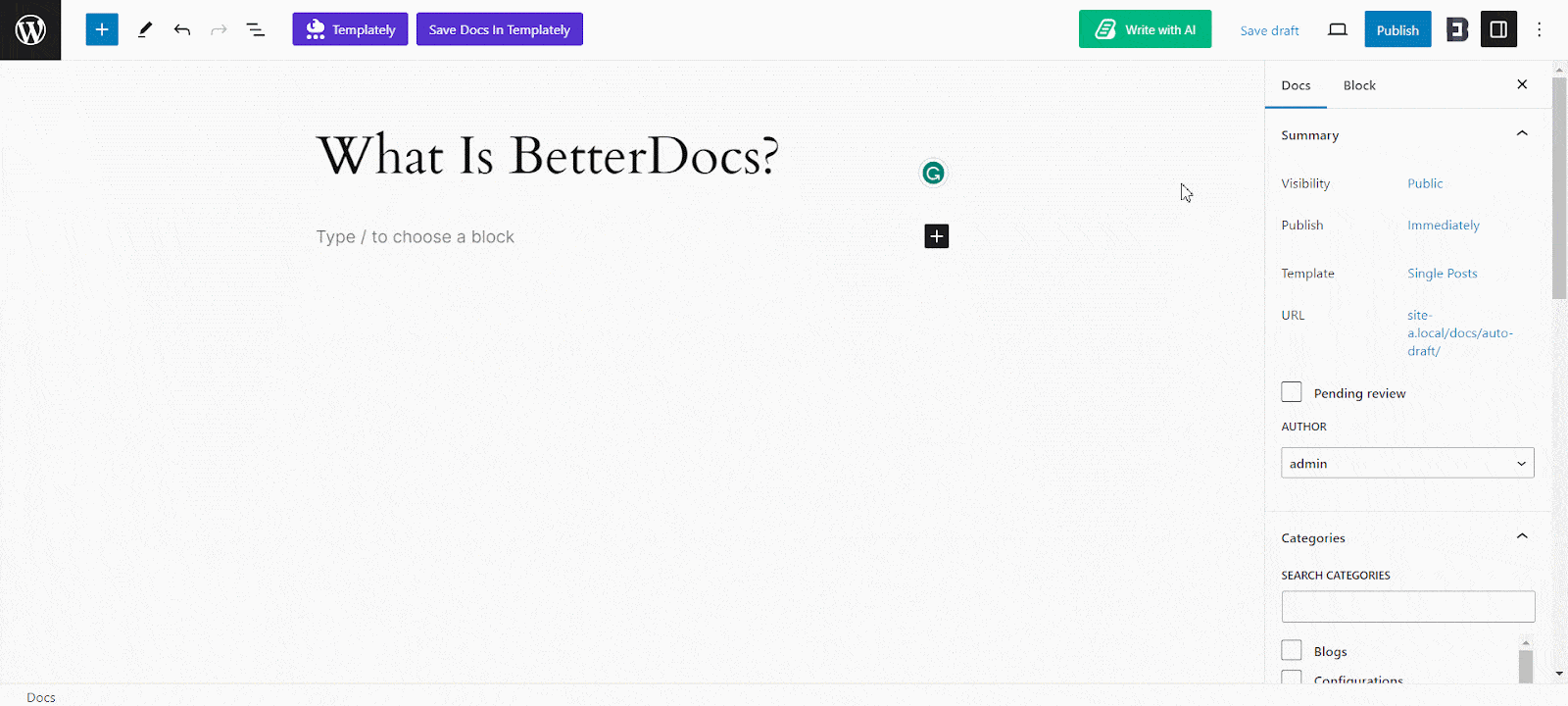 BetterDocs Write With AI