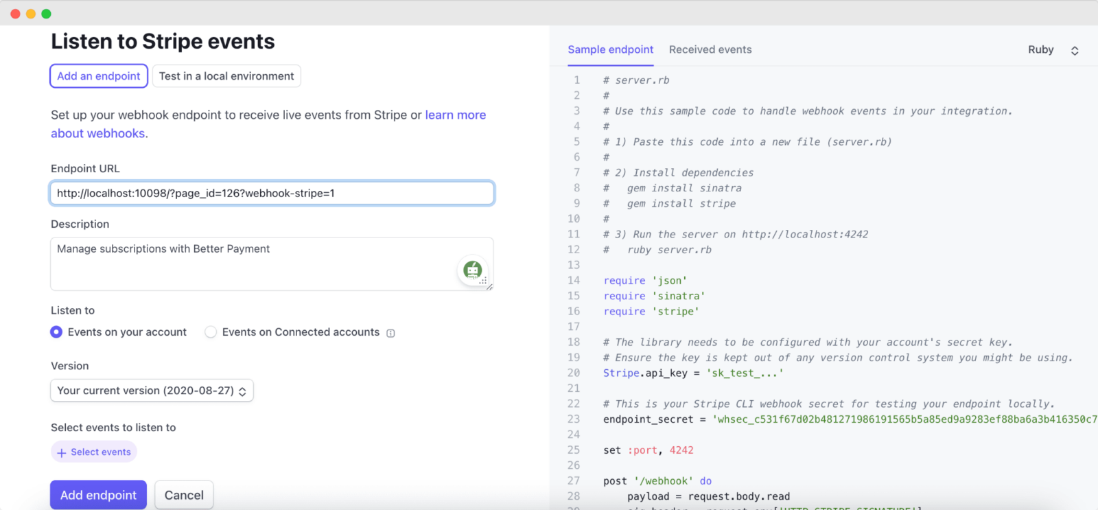Add Webhook Endpoint For Recurring Payments