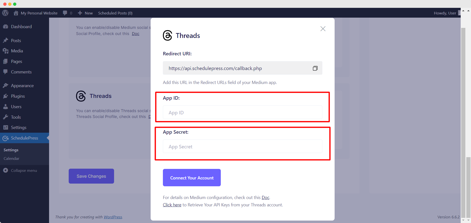 Step 1: Connect Threads with SchedulePress 3