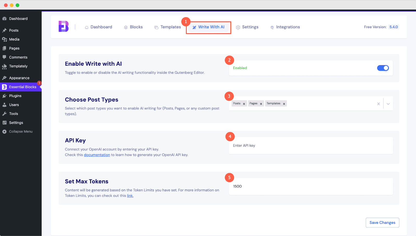 How to Configure Essential Blocks Write With AI Feature & Create Content For Posts/Pages? 1 Add your openai api key