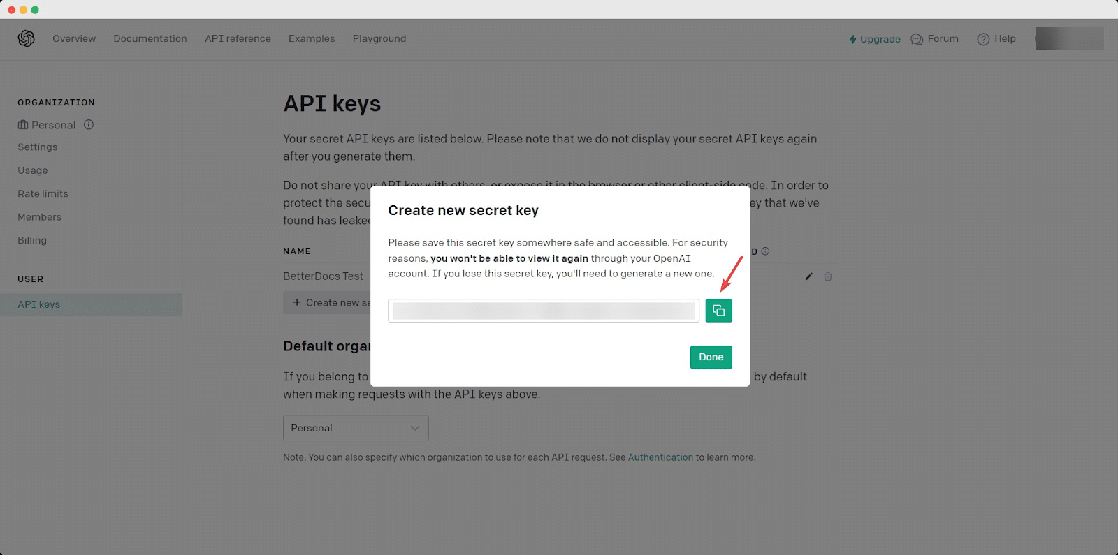 How To Configure The Write With AI Feature In BetterDocs? 3 Create Secret key