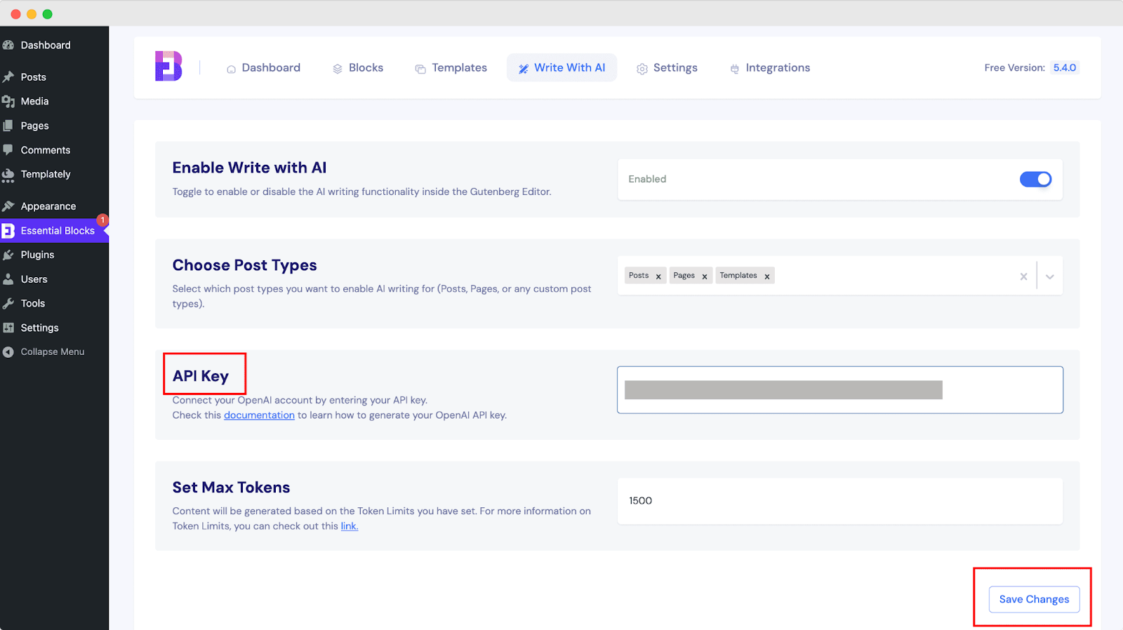 How to Configure Essential Blocks Write With AI Feature & Create Content For Posts/Pages? 3 API Key in Essential Blocks