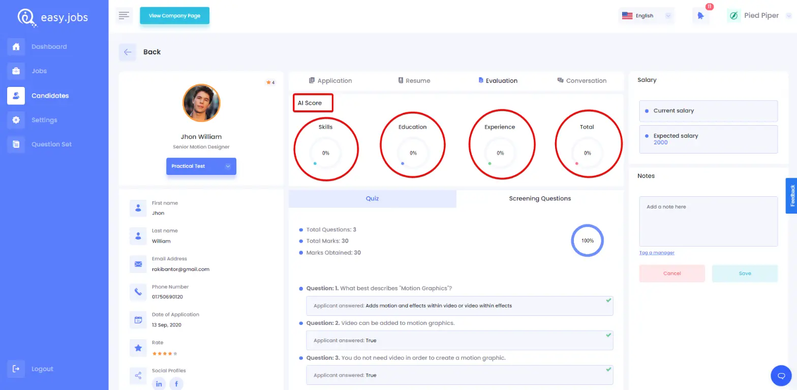 candidate ai score candidate ai score