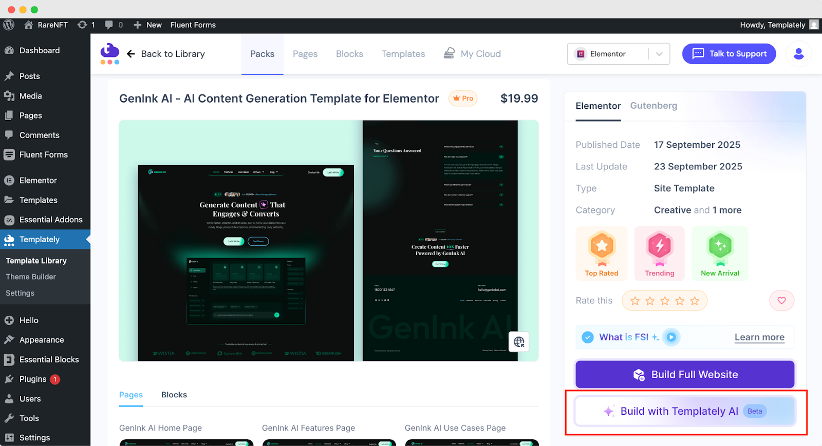 Build with Templately AI