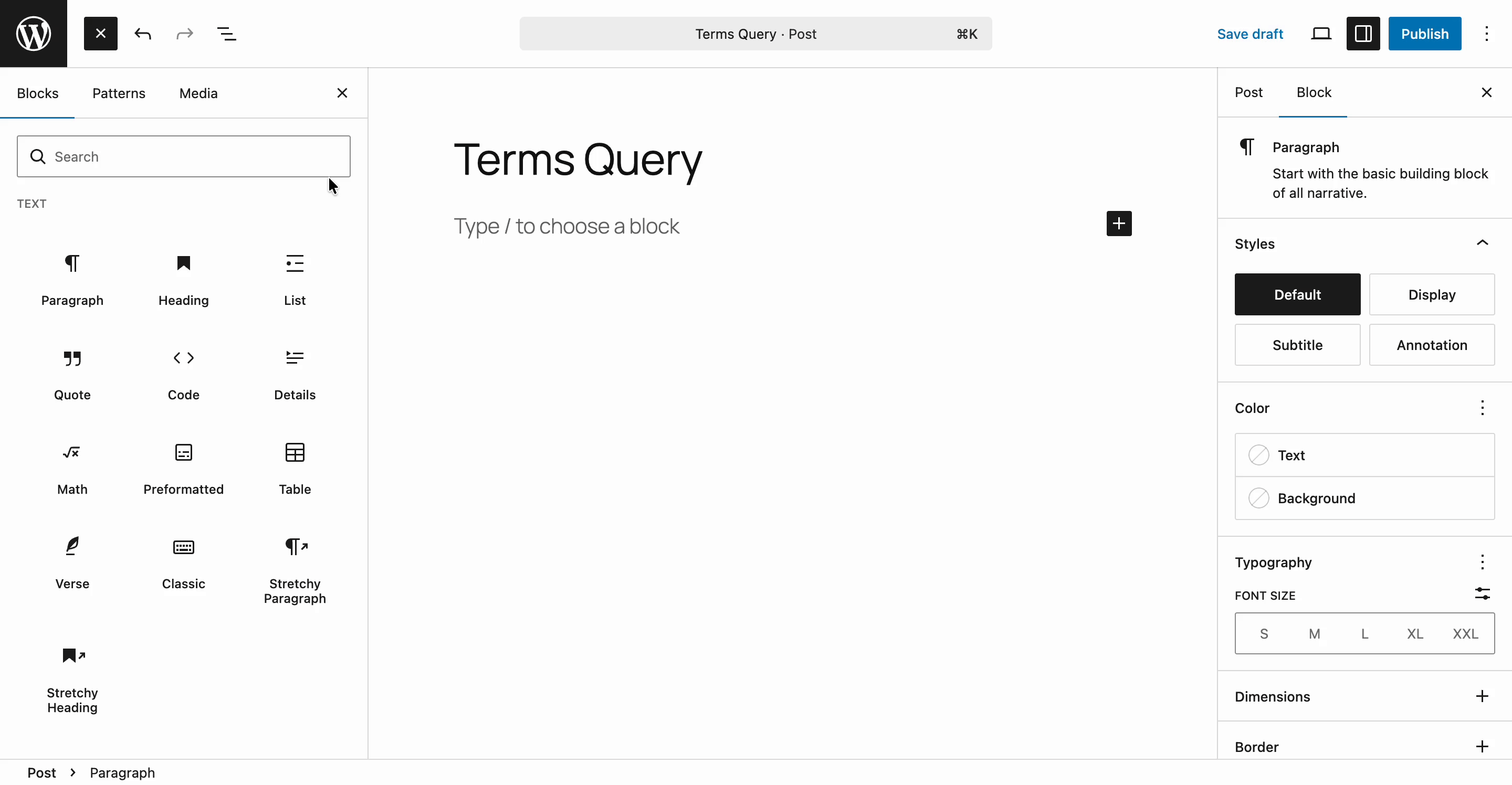 Terms Query Block WordPress 6.9