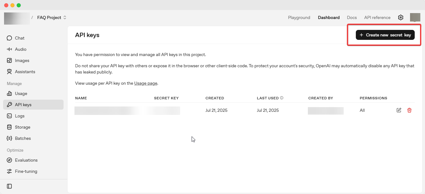 Step-by-Step Guide to Create And Edit Image with AI in Gutenberg Editor - WPDeveloper Create New Secret Key