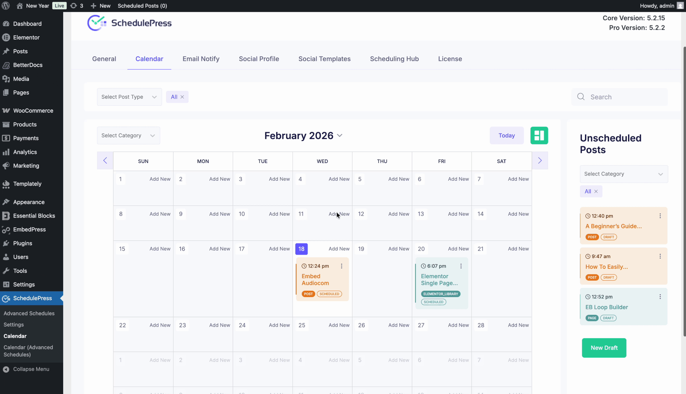 Content Calendar in WordPress
