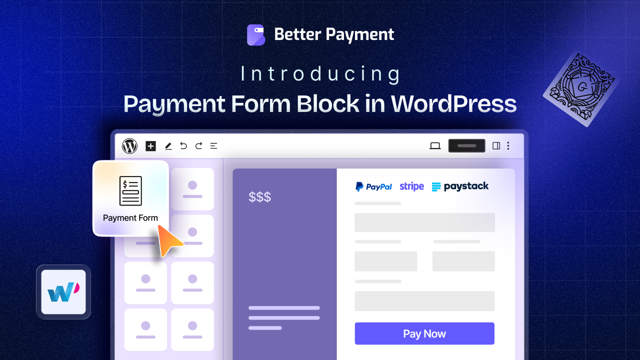 payment form block in WordPress