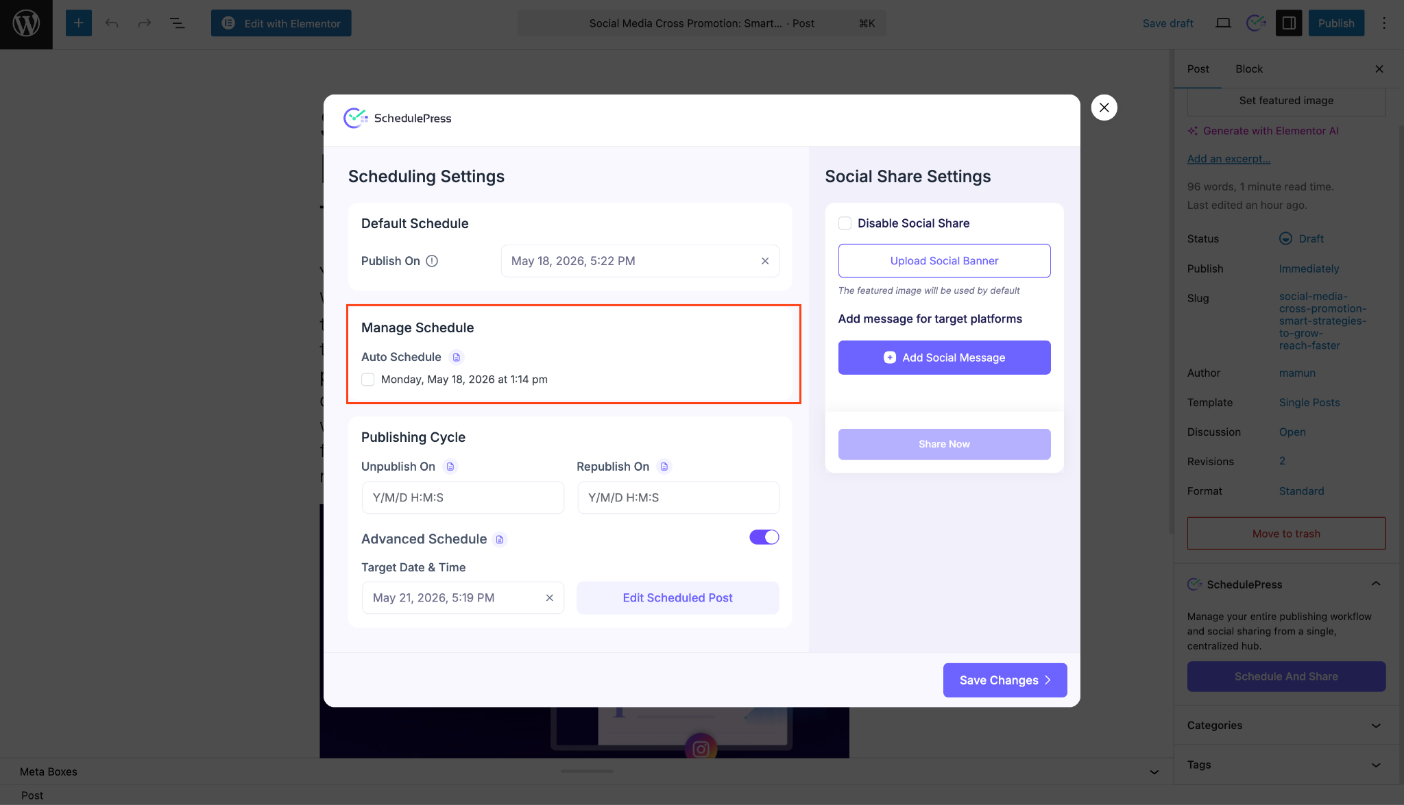 How to Manage Content with the Schedule And Share Board in SchedulePress? - WPDeveloper Schedule and Share Board