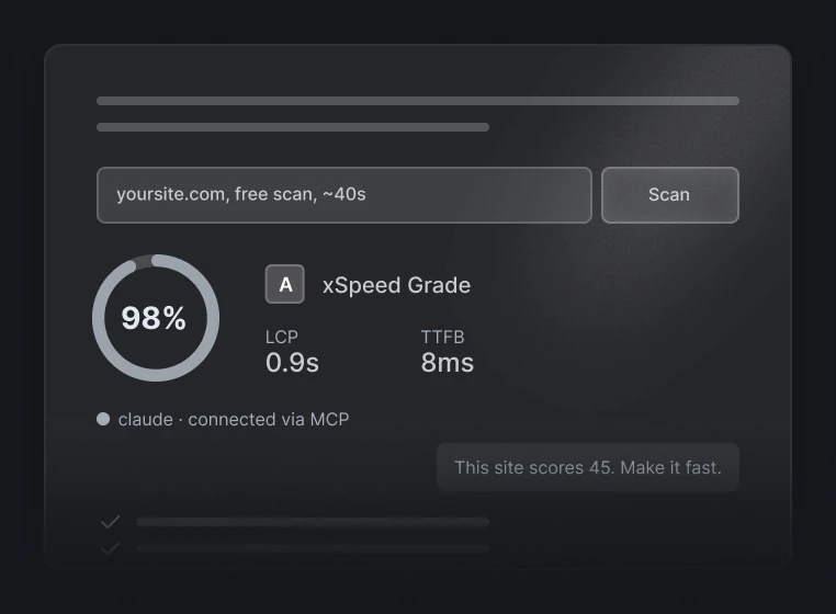 xSpeed WordPress caching and performance dashboard preview